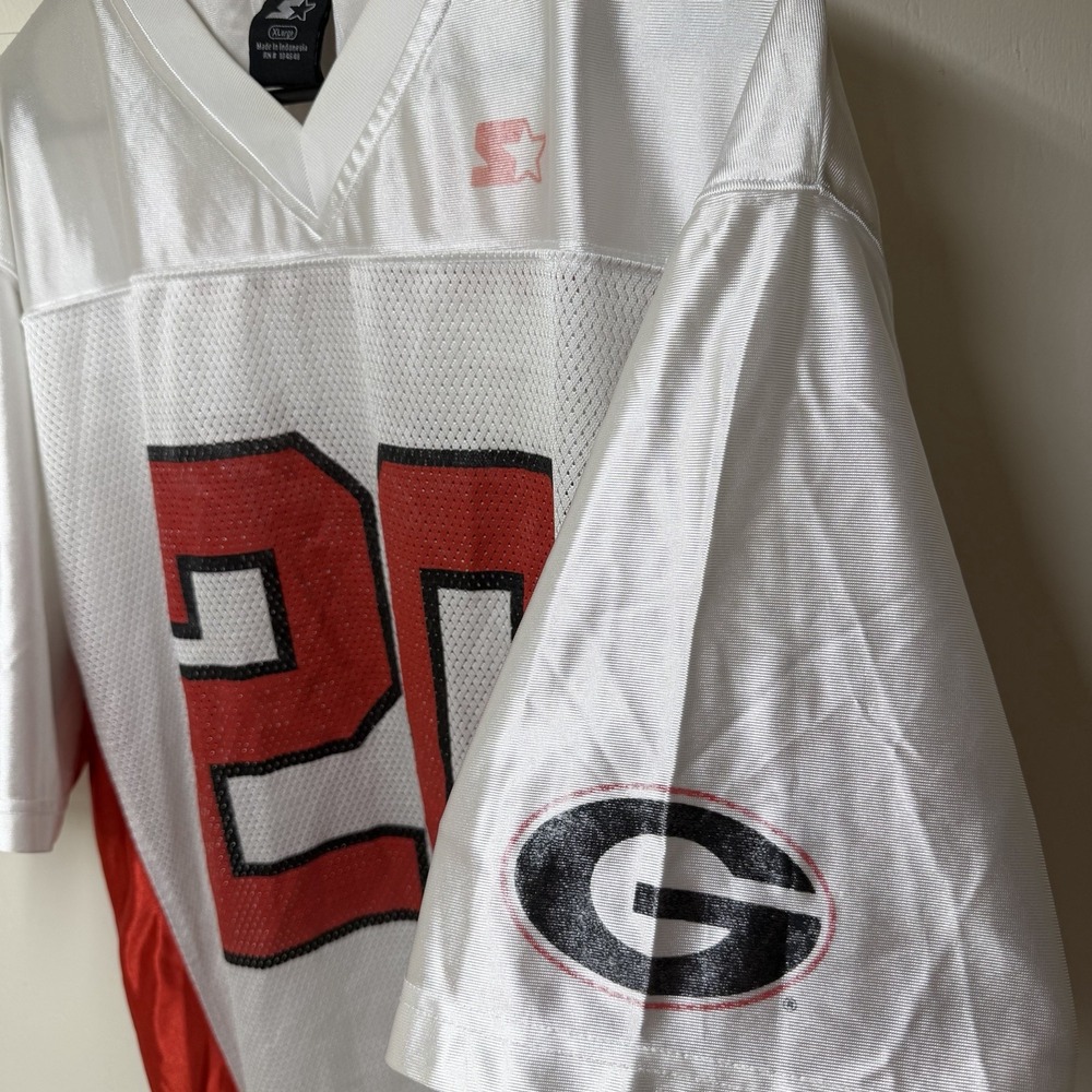 Georgia Bulldogs Jersey Mens XL White Starter Black Label College Football #20 - Picture 4 of 7